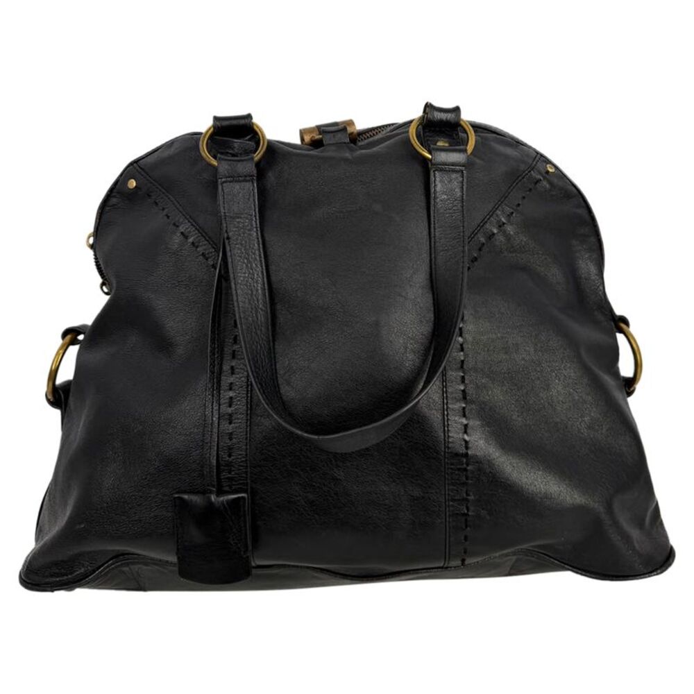 Yves Saint Laurent Oversized Muse Tote Bag in Black Calf Leather